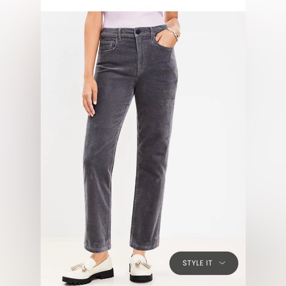 Loft gray cords, straight leg, size 6/28